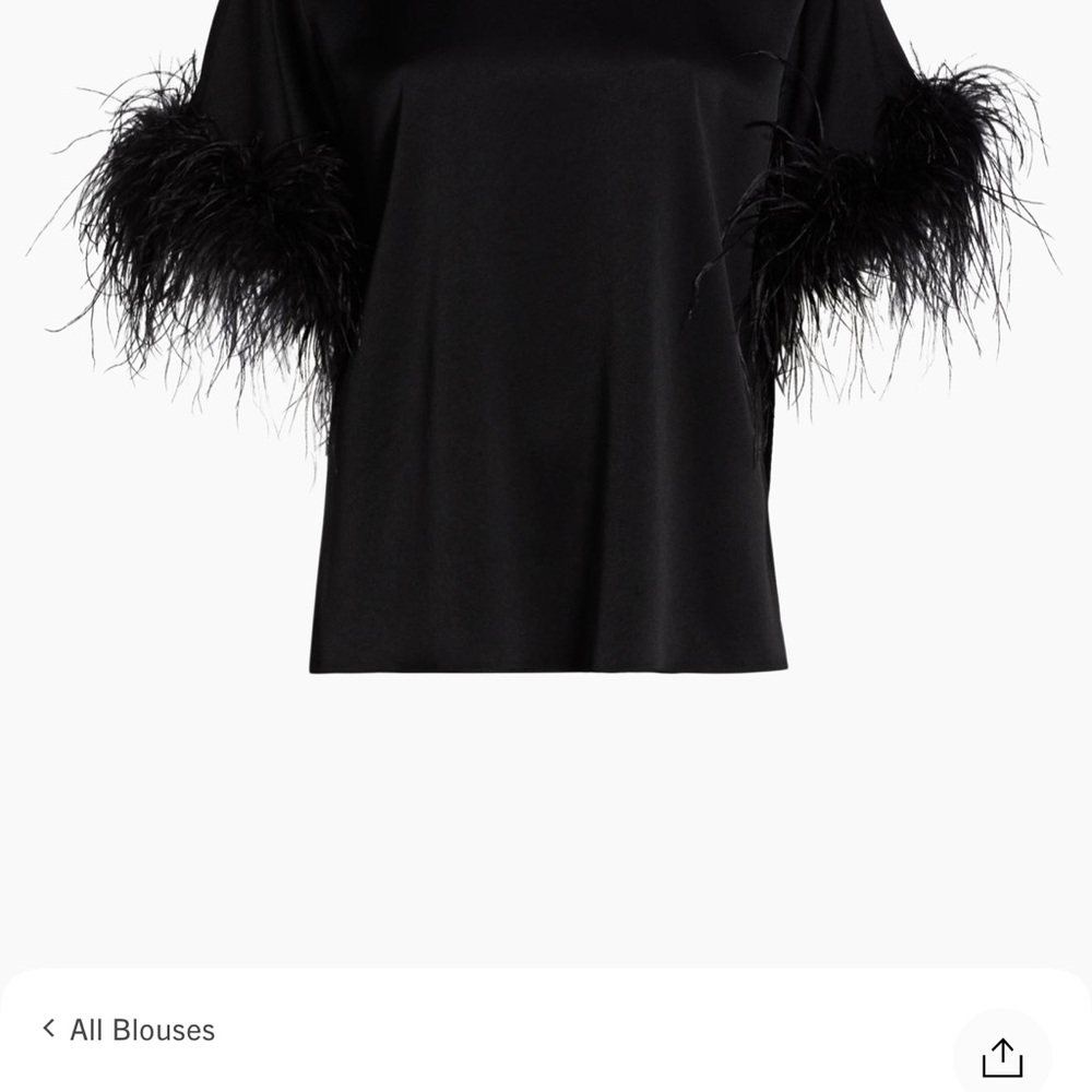 Kobi Halperin Black Feather Accent Blouse